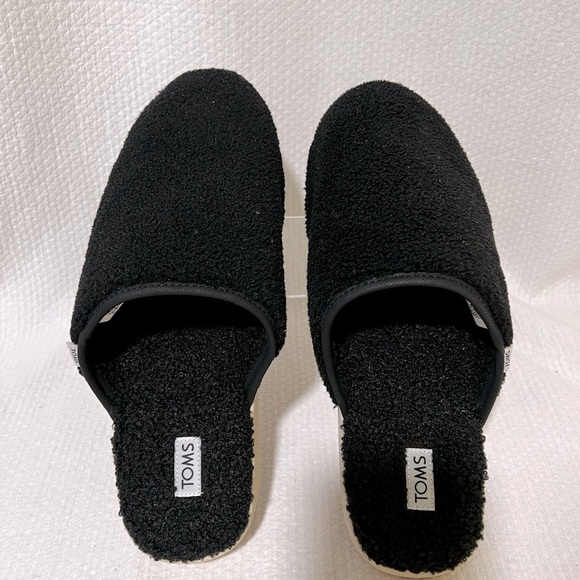 Tom’s Men’s black Melange Shearling Harbor Mule House‎ Slipper size 9 - Picture 1 of 12